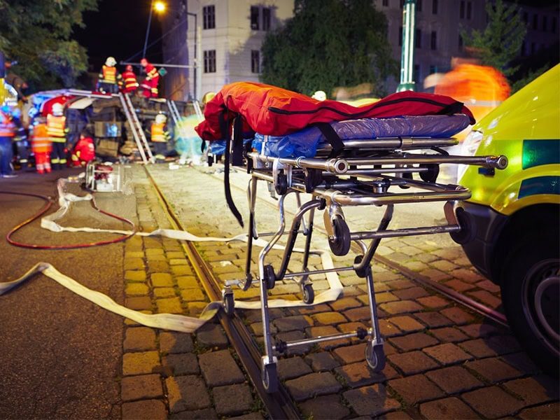 Ambulance scene in the dark