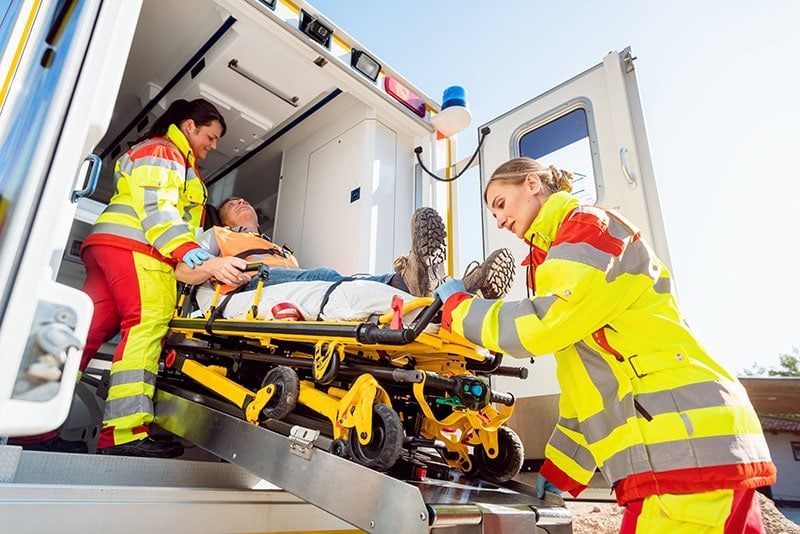 Hospital ambulance rescue scene