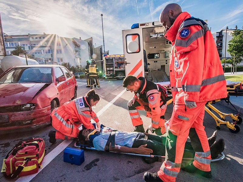 An illustration of a scoop stretcher used during an emergency
